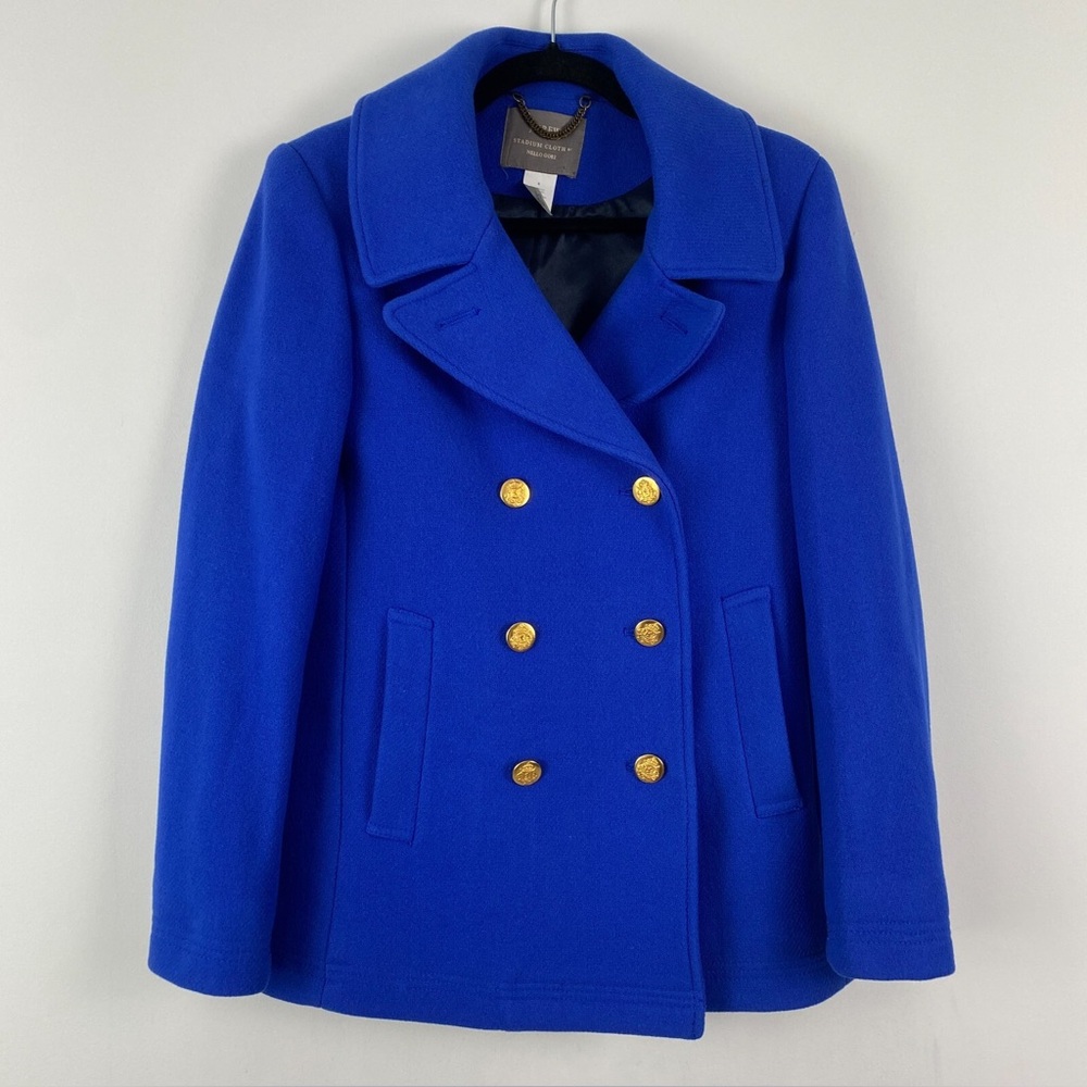 J. Crew Royal Blue Pea Coat with Gold Buttons Size 6
